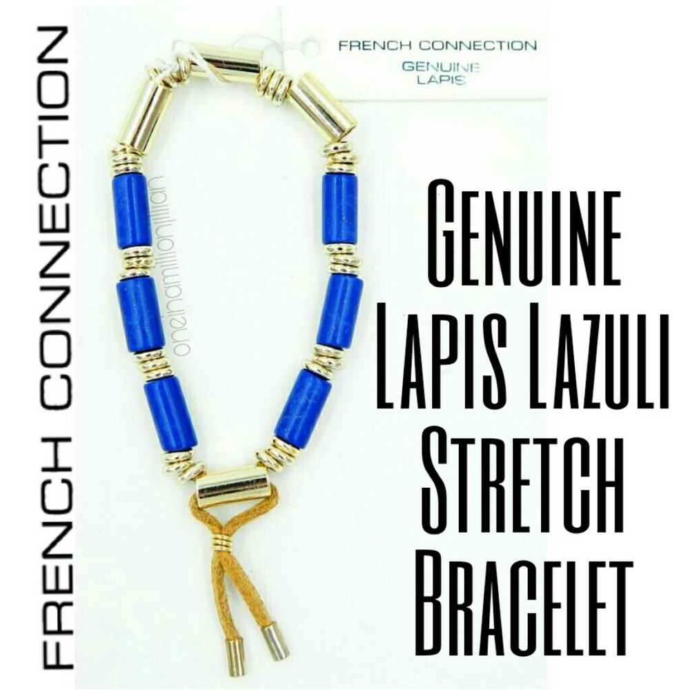 French Connection Blue Lapis Stone Beaded Bracelet